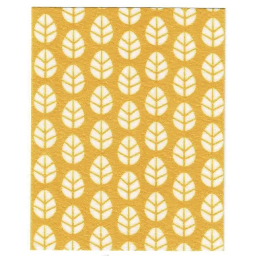 Duplo Blanket, Bright Light Orange with Leaves with Print