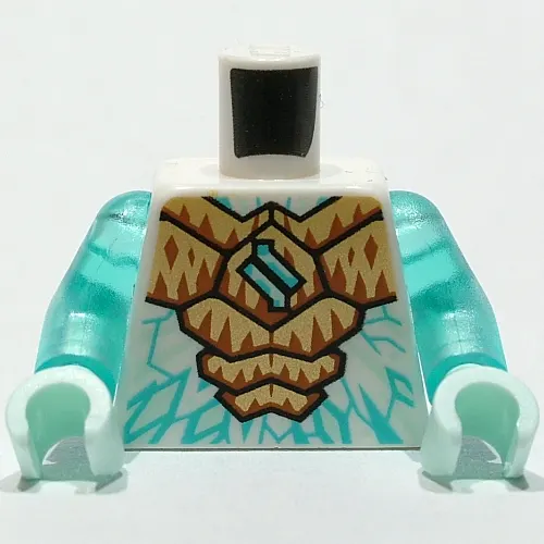 Torso Armor, Gold and Orange Plates, Dark Turquoise Ice Markings print, Trans-Light Blue Arms, Light Aqua Hands