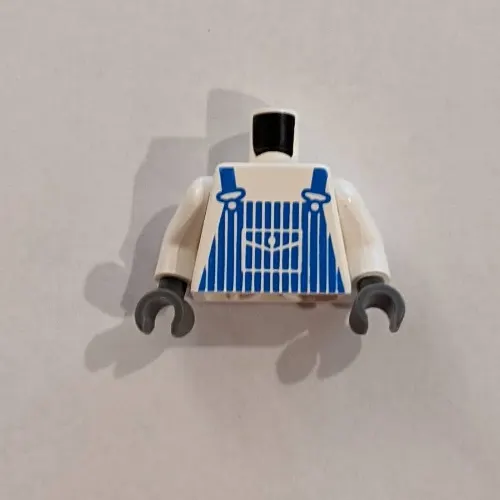 Torso Overalls with Blue Stripes Print, White Arms, Dark Gray Hands