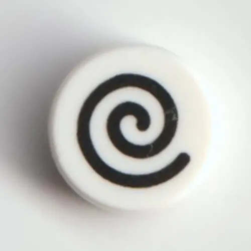 Tile Round 1 x 1 with Black Swirl print