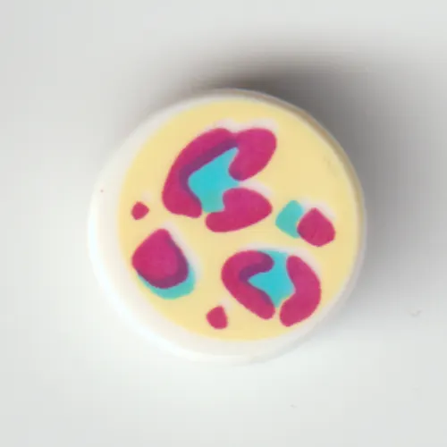 Tile Round 1 x 1 with Magenta/Azure Leopard Spots print