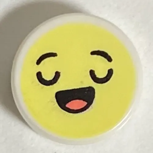 Tile Round 1 x 1 with Smiley, Closed Eyes Half Open Mouth print