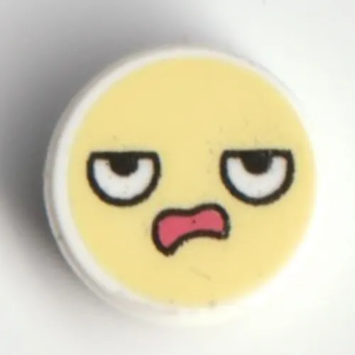 Tile Round 1 x 1 with Smiley, Annoyed/Angry Face print