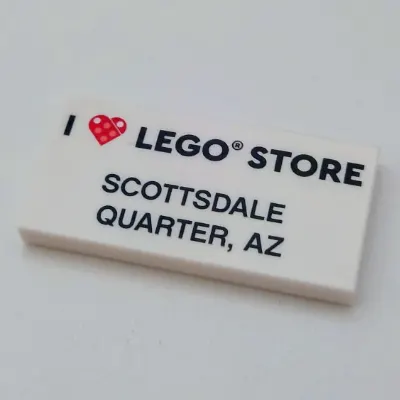 Tile 2 x 4 with 'I Heart LEGO STORE Scottsdale Quarter, AZ' print