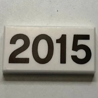 Tile 1 x 2 with Black '2015' Pattern