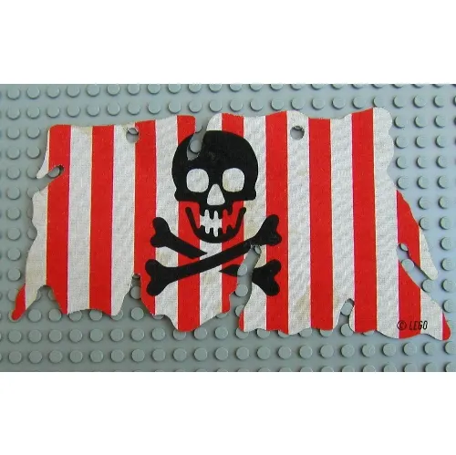 Sail, Tattered, with Red Stripes, Skull and Crossbones Print