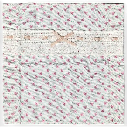 Scala, Blanket / Bedspread 22 x 22 with Pink Bow, Dark Pink Bows and Green Dots Print