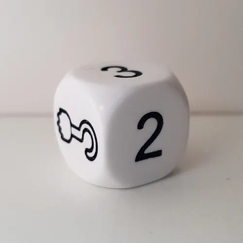 Die 6 Sided with Numbers 1 to 5 and Hook Hand