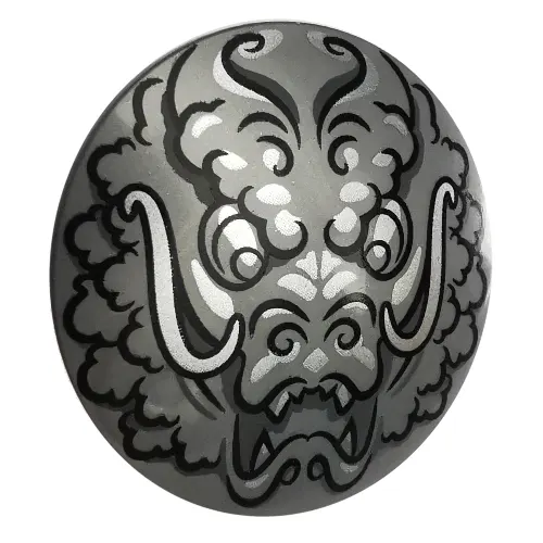 Shield Round Bowed with Black Dragon Drawing print