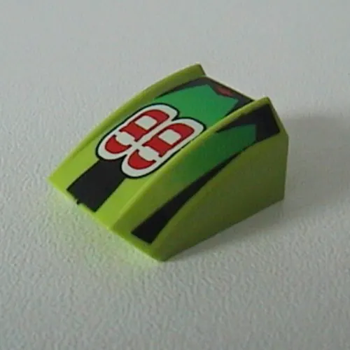 Brick Curved 2 x 2 with Lip, No Studs with '88', Green Fade/Black Stripes Print