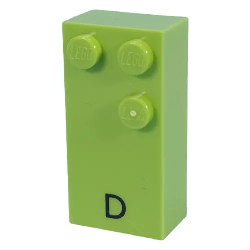 Braille Brick 2 x 4 with 3 Studs ⠙ and 'D' Print
