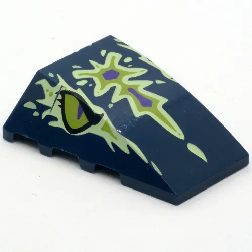 Brick Wedged, Curved 4 x 4 No Top Studs with Lime Spot, Eyes print
