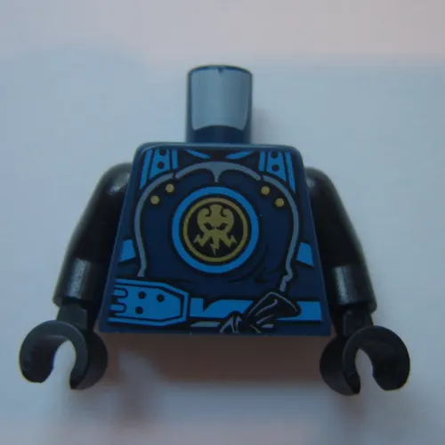 Torso Armor with Blue Straps and Utility Belt with Lightning Power Emblem Print, Black Arms and Hands