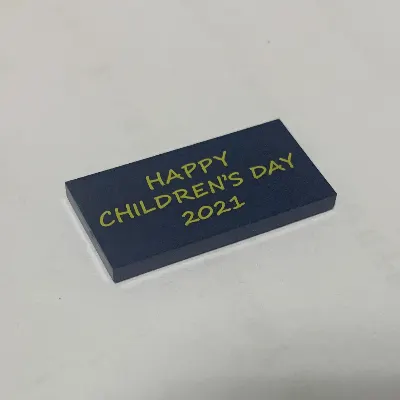 Tile 2 x 4 with Gold 'HAPPY CHILDREN'S DAY 2021' print