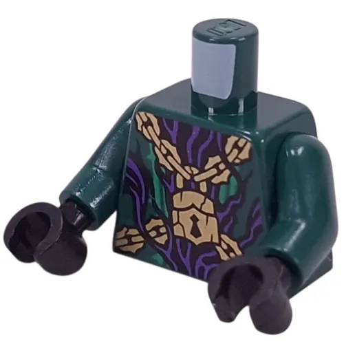 Torso, Dark Purple Lines/Vines, Gold Chain print, Dark Green Arms, Black Hands