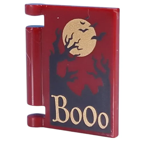 Book Cover with Gold 'Boooo', Black Tree Silhouettes, Birds, Moon print