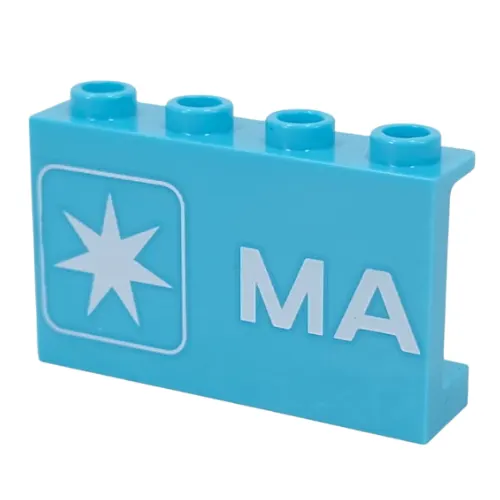 Panel 1 x 4 x 2 with White Star, 'MA' print