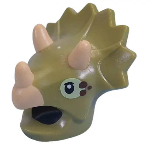 Costume / Mask Triceratops with Tan Horns, Yellowish Green/Dark Brown Eyes print