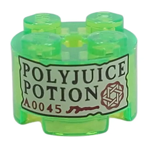Brick Round 2 x 2 with Tan Label, 'POLYJUICE POTION' print