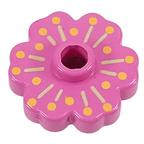 Plant, Flower 2 x 2 - Rounded with Med Green Radiating Lines and Med Orange Dots (Pistil) Print