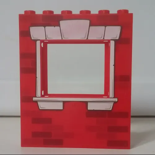 Panel 1 x 6 x 6 with Window with Bricks and White Window Frame Print