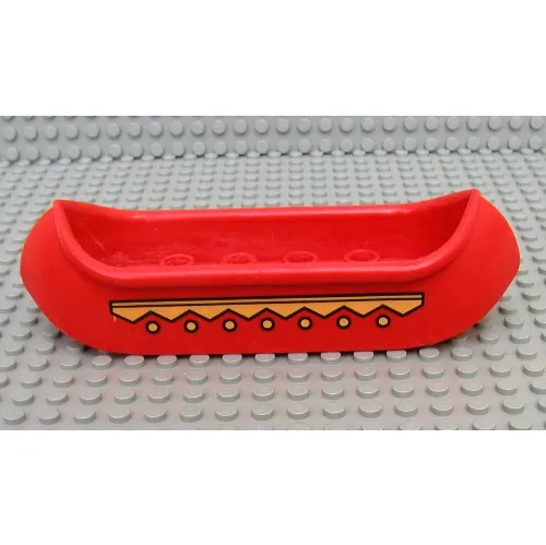 Duplo Boat / Canoe 2 x 8 with Yellow Zigzag Line and Dots Print
