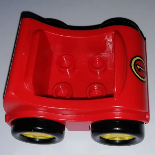 Duplo Car with Yellow Wheels and '1' Print