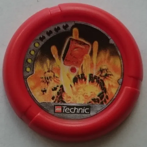 Large Figure Throwing Disk, Torch / Fire, 4 Pips, Flying Box Over Volcanoes Print