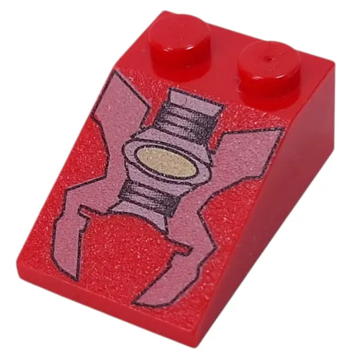 Brick Sloped 33° 3 x 2 with Red/Gray Machinery Parts Print