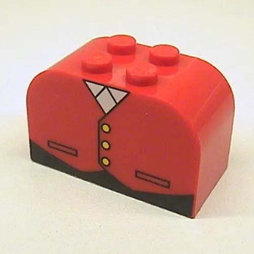 Brick Curved 2 x 4 x 2 Double with Vest with 3 Yellow Buttons Print