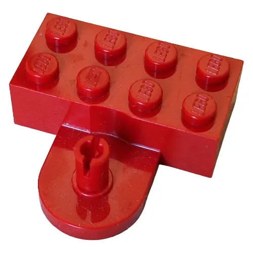 Brick Special 2 x 4 with Coupling, Male - Raised Pin and Curved Wall