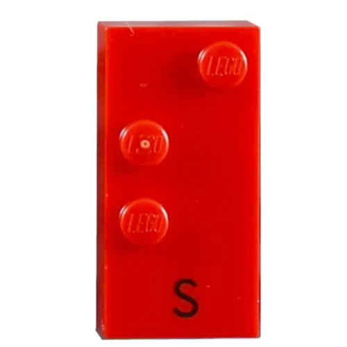 Braille Brick 2 x 4 with 3 Studs ⠎ and 'S' Print