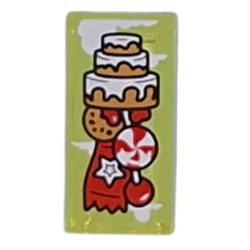 Tile 1 x 2 with Cake, Sweets print