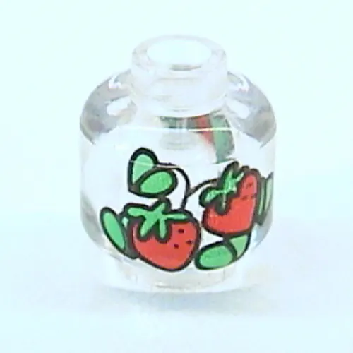 Minifig Head (No Face), Red Strawberries with Green Leaves Print