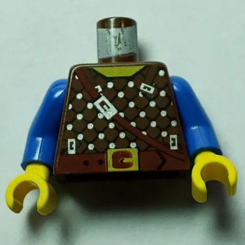 Torso Armor with Studs and Brown Crossbelt Print, Blue Arms, Yellow Hands