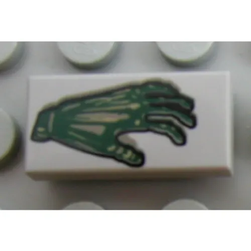 Tile 1 x 2 with Spooky Green Hand Print