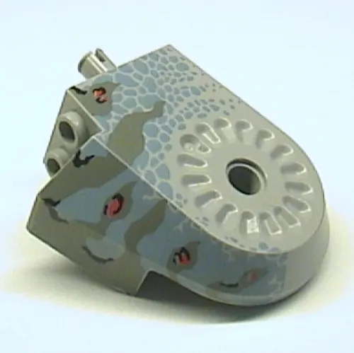 Animal Body Part, Dinosaur Body Quarter with Pin Holes, Dark Gray Streaked/Sand Blue/Black Streaked/Red Spotted Print