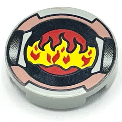 Tile, Round 2 x 2 with Flame and Sand Red Border Print