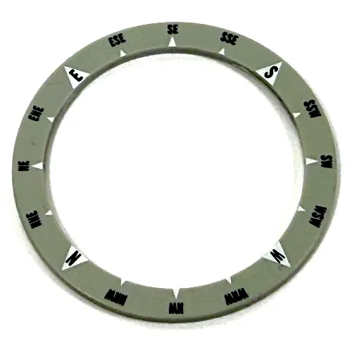 Watch, Bezel Round, Smooth, Thick with Black and White Compass Directions Print