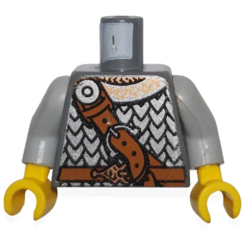 Torso Armor, Scale Mail and Diagonal Leather Belt Print, Light Bluish Gray Arms, Yellow Hands