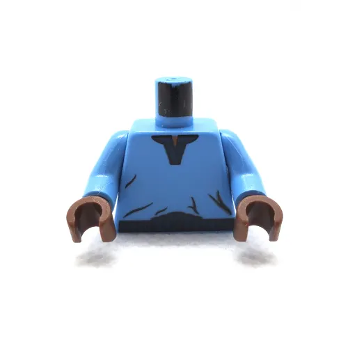 Torso V-Collar Shirt and Dark Blue Trim Print (Lando Calrissian), Medium Blue Arms, Brown Hands