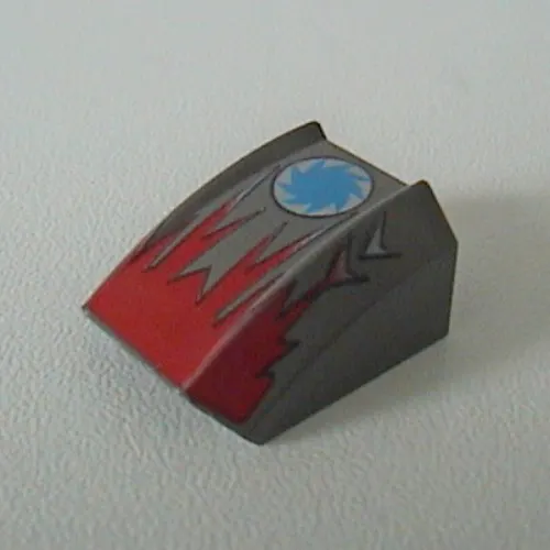 Brick Curved 2 x 2 with Lip, No Studs with Red Flames/Blue Star Print (Shredd) - Set 4570