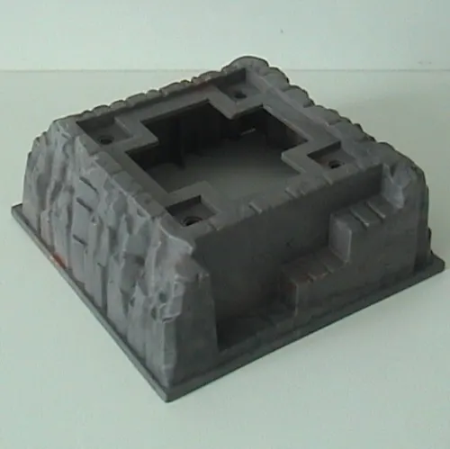 Baseplate Raised 16 x 16 No Studs with Cross Opening and 4 Holes with Marbled Red, Light Bluish Gray, and Black Pattern