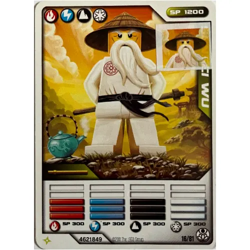 Trading Card, Ninjago Deck #1: 16 - Sensei Wu (White Outfit) - North American Version