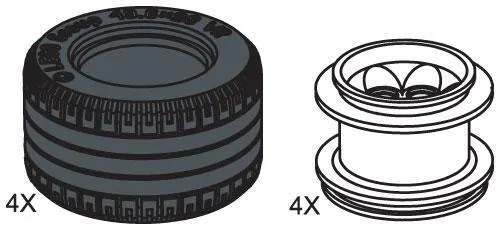 Large Lawn Tire & Hub (4 tires 4 hubs)